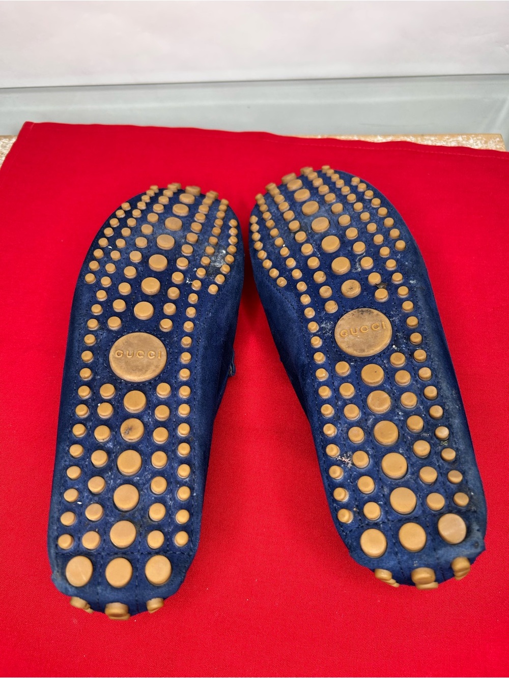 Gucci Blue Suede Loafers Drivers 11  Navy - Picture 6 of 8